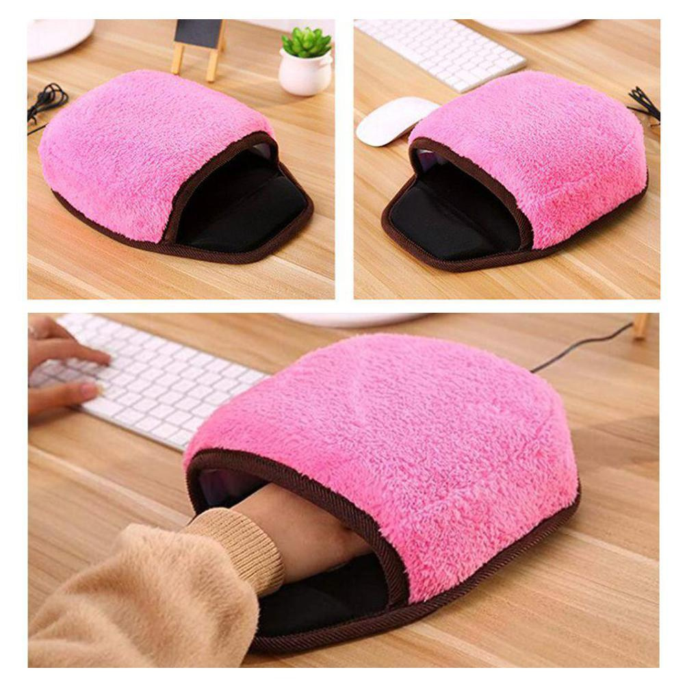 USB Heated Mouse Pad Mouse Hand Warmer with Wristguard Warm Pink Winter P5Z6