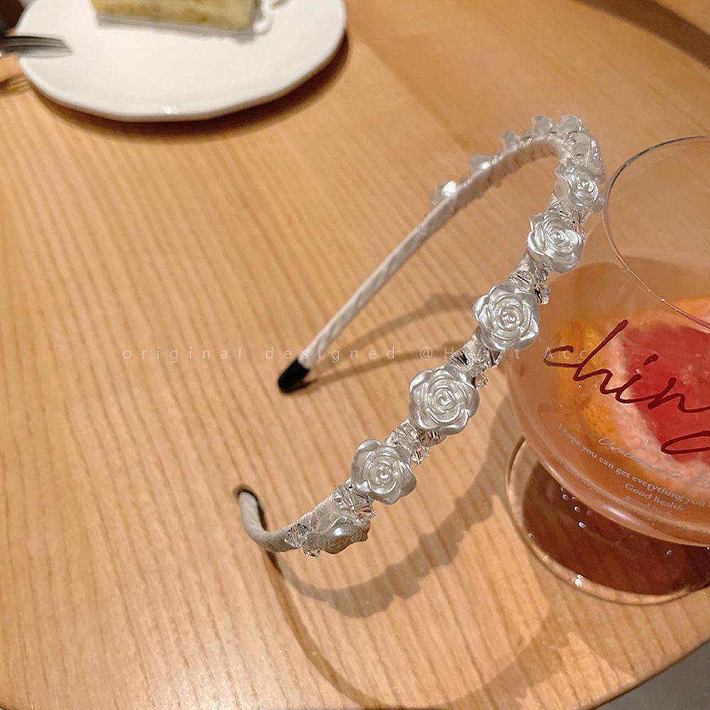 Băng Đô Cài Tóc Đính Hoa Hồng Phong Cách Hàn Quốc Sang Trọng