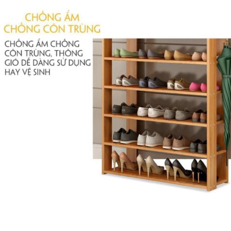 Kệ Để Giày Dép, Kệ Giày Bằng Gỗ 5 Tầng MDF Có Ngăn Kéo, Móc Treo Đồ Lắp Ghép Siêu Tiện Dụng