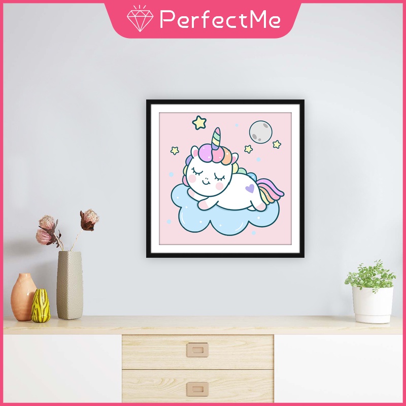 Bộ Tranh Đính Đá 5D Tự Làm Hình Kỳ Lân Hoạt Hình 30x30cm Trang Trí Nhà Cửa