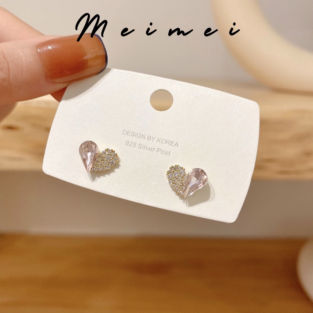 Khuyên tai hình trái tim đính đá Meimei KT0032