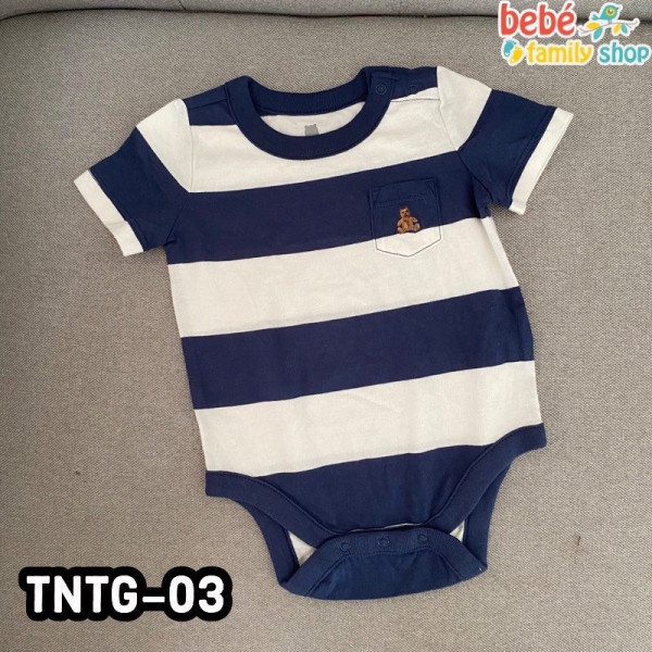 Body cho bé trai màu trơn trắng xanh sọc Body chip xuất dư GAP tay ngắn  - TNTG