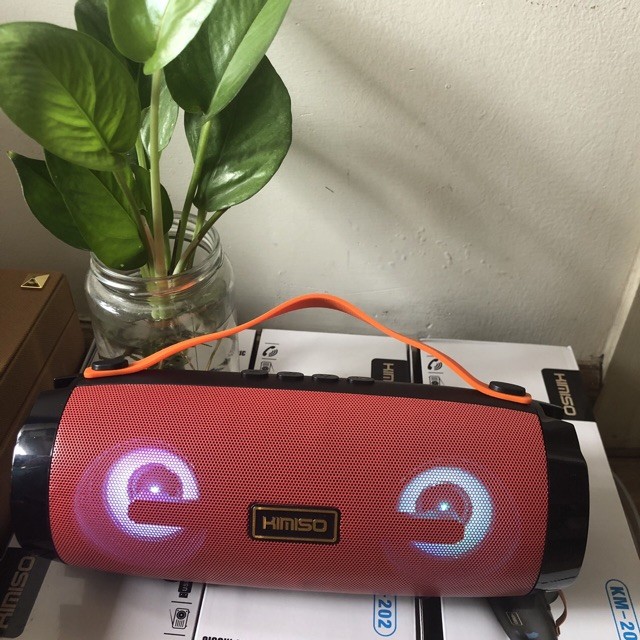 Loa bluetooth KIMISO KMS-202 TWS kết nối cùng lúc 2 loa - có đèn led và dây đeo (nhiều màu)
