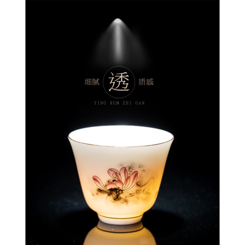 Bộ Ấm Chén Sứ Cảnh Đức Trấn Bằng Sứ Trắng Thanh Khiết Thấu Quang Họa Tiết Hoa Sen (Kèm Vali Sang Trọng Làm Quà Tặng)