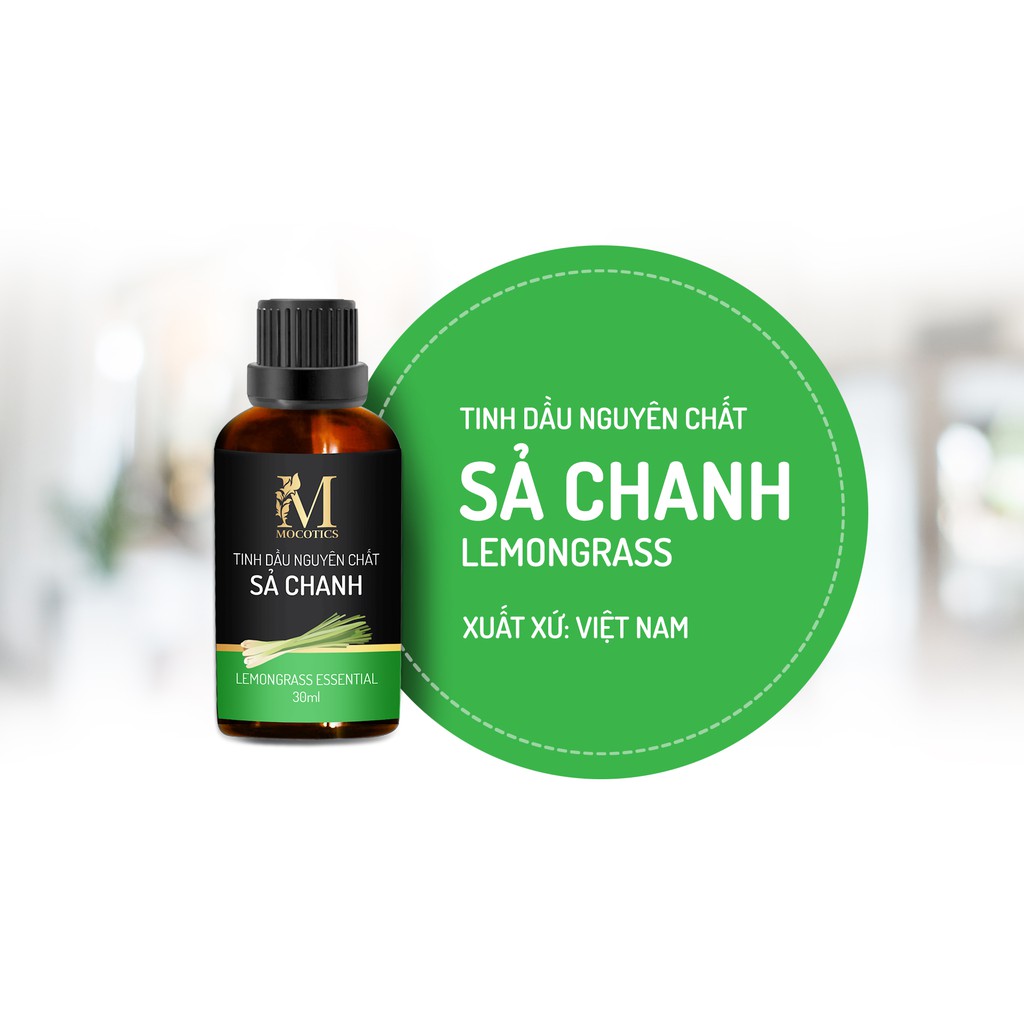 Tinh Dầu Sả Chanh Mocotics Chai 30ML | 100% Thiên Nhiên Nguyên Chất | Xông Thơm Phòng | Tặng lọ treo tinh dầu treo xe