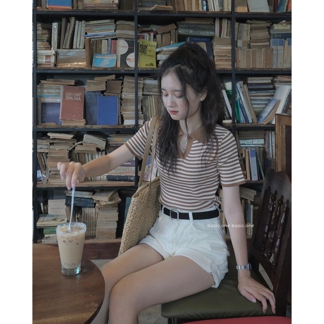 Áo mongtoghi kẻ nhỏ cổ polo co giãn Bazic one