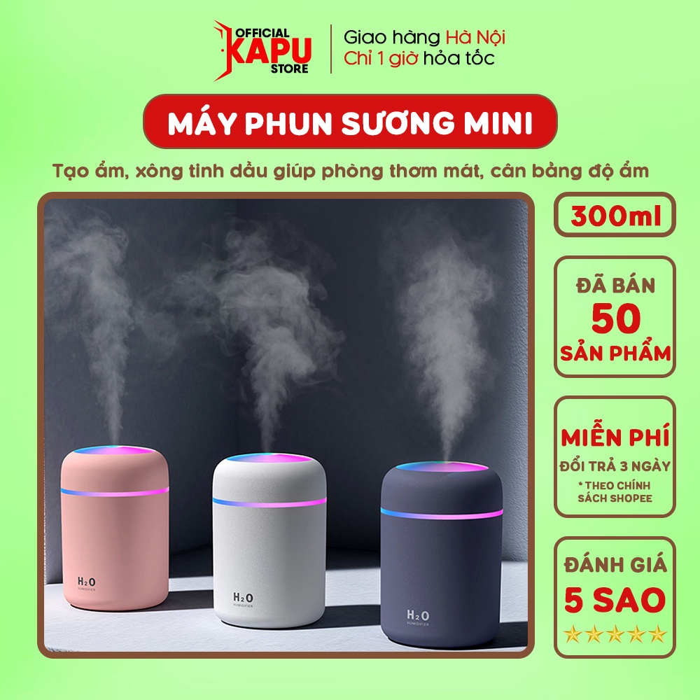 Máy phun sương mini tạo ẩm, máy xông tinh dầu giúp phòng thơm mát, tạo ion có lợi, BH 1 tháng