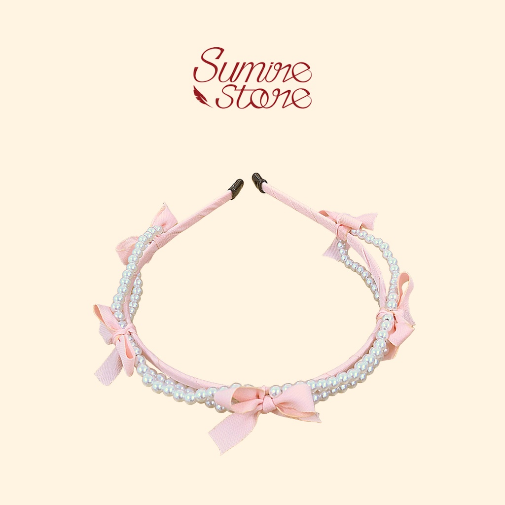 Sumire Store Cài tóc dây ngọc phối nơ
