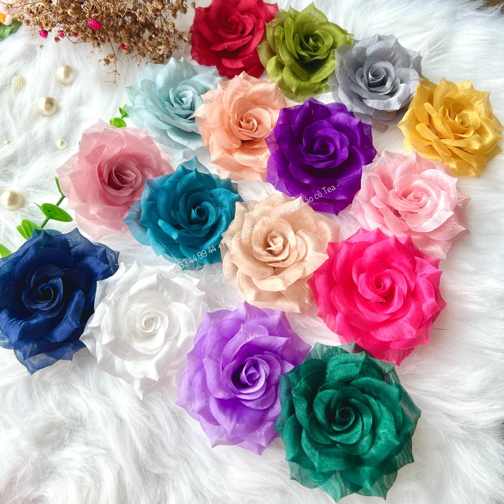 Hoa hồng cài áo, hoa handmade cao cấp hoa cài áo váy phụ kiện ghim cài đẹp - TEA005