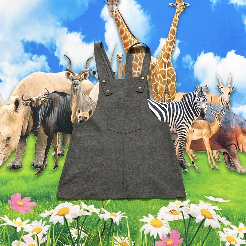 Size M đầm yếm thun umi ngắn màu xám ghi