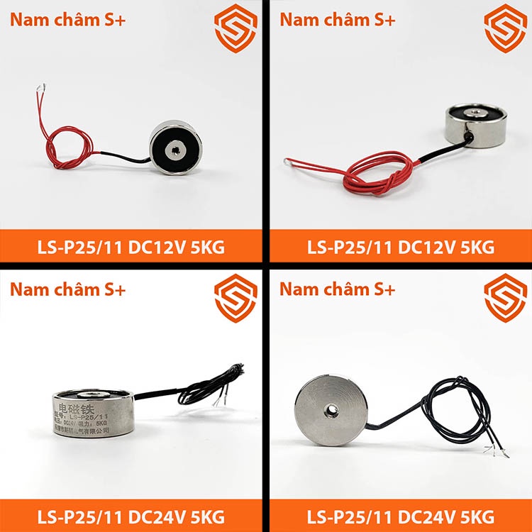 Nam châm điện 12v 24v nhiều kích thước, lực hút khỏe