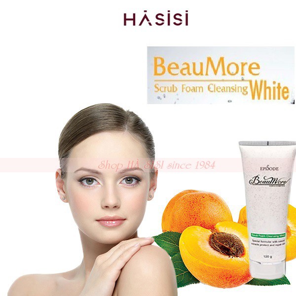 Sữa rửa mặt Hạt Mơ BEAUMORE Episode Srub Foam Cleansing White