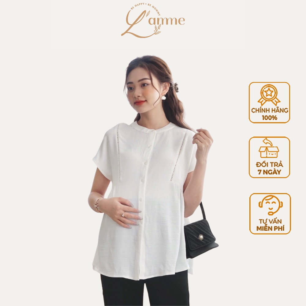 Áo bầu Aiko Shirt chất đũi cao cấp, có mở cúc, thích hợp đi làm thiết kế by LAMME