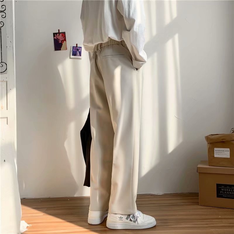 Quần Dài Ống Rộng Màu Trơn Phong Cách Hàn Quốc Thời Trang Cho Nam quần ống rộng trắng bigsize quần jogger nam ống rộng  simple quần kaki nam quần baggy nam