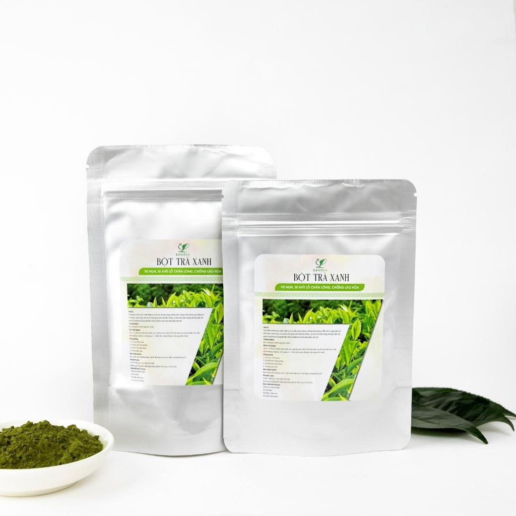 Bột Trà Xanh đắp mặt nạ hữu cơ Leosia nguyên chất 100G | 100% Organic