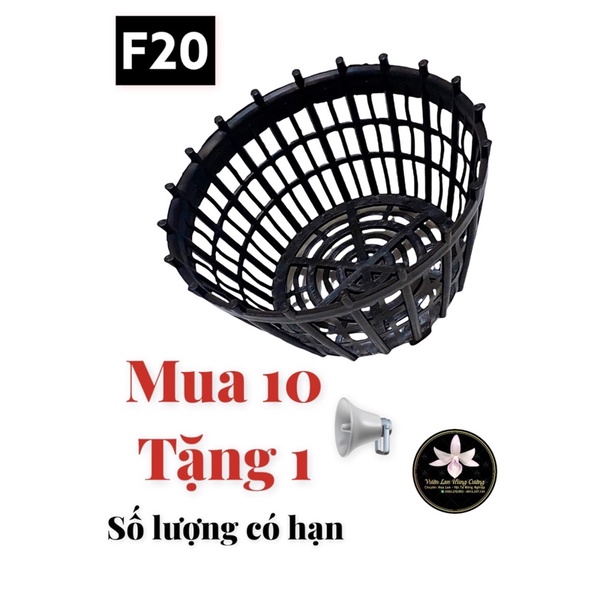 CHẬU NHỰA TRỒNG LAN HD CÓ NAN PHỤ F20 MÀU ĐEN