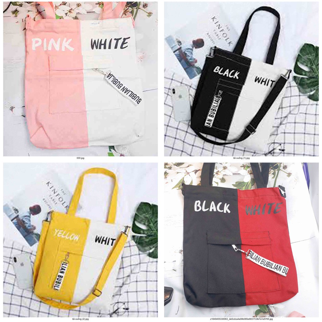 (MẪU 10)Túi Tote Nữ Phối Nữa 2 Màu Phong Cách Hàn Quốc Store4girls