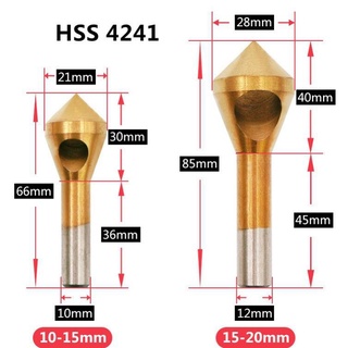 Bộ 4 mũi doa lỗ kim loại hss 4241 đầu nón lỗ phay xiên phủ titanium