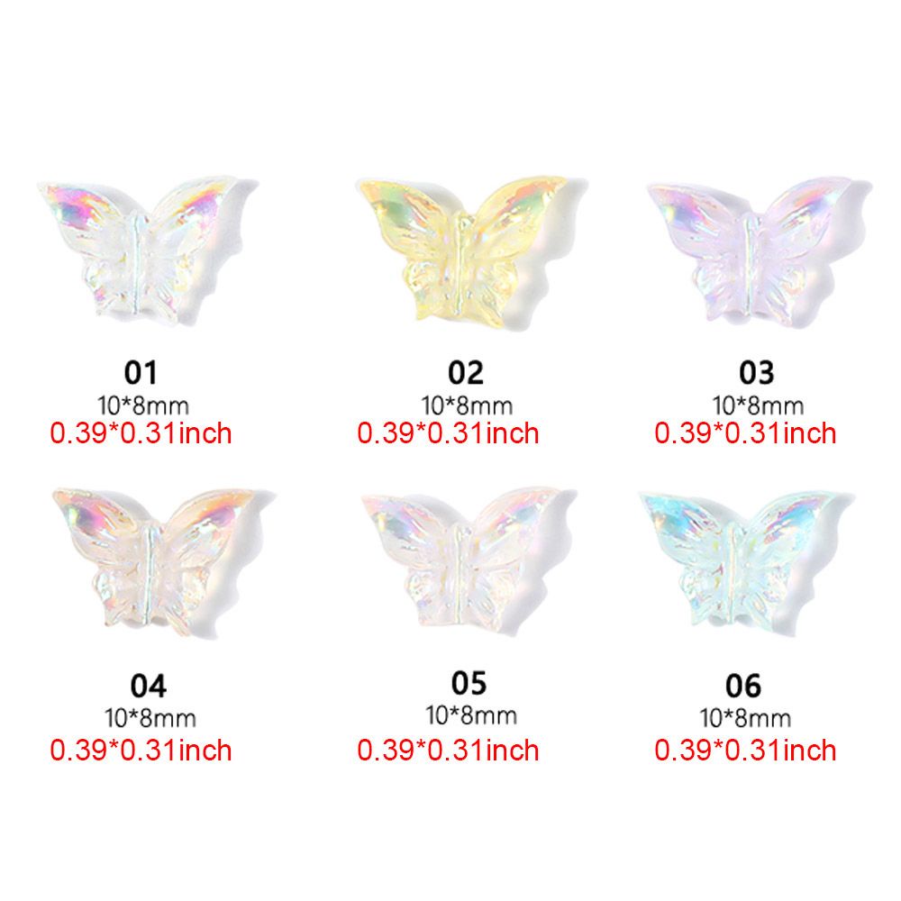 Bộ 30 Phụ Kiện Trang Trí Móng Tay Hình Bướm 3D Bằng Nhựa Resin Lấp Lánh Thời Trang DIY