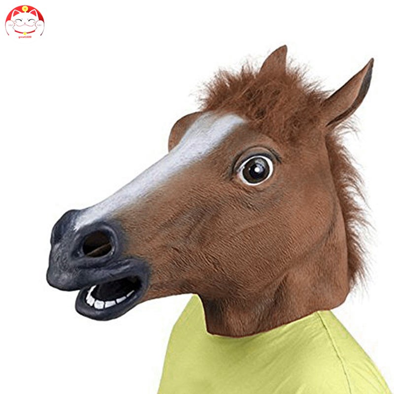 Mặt nạ đầu ngựa màu nâu thú vị cho tiệc hoá trang độc đáo ngựa màu đen màu trắng