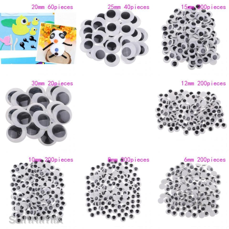 Mắt đen tròn chuyển động bằng nhựa làm đồ thủ công 6mm đến 30mm
