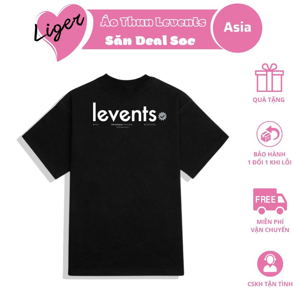 Áo thun LEVENTS Popular Logo Tee/ Black White hàng unisex chất liệu cotton - Liger Asia