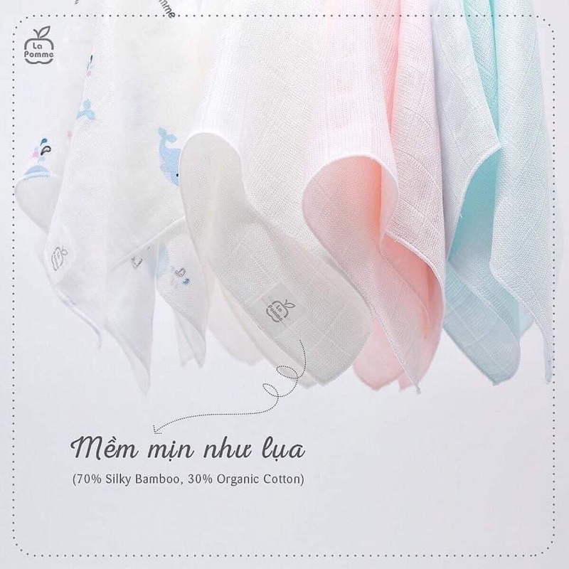 khăn sữa lụa sợi tre Lapome set 5 cái (30cm-30cm)