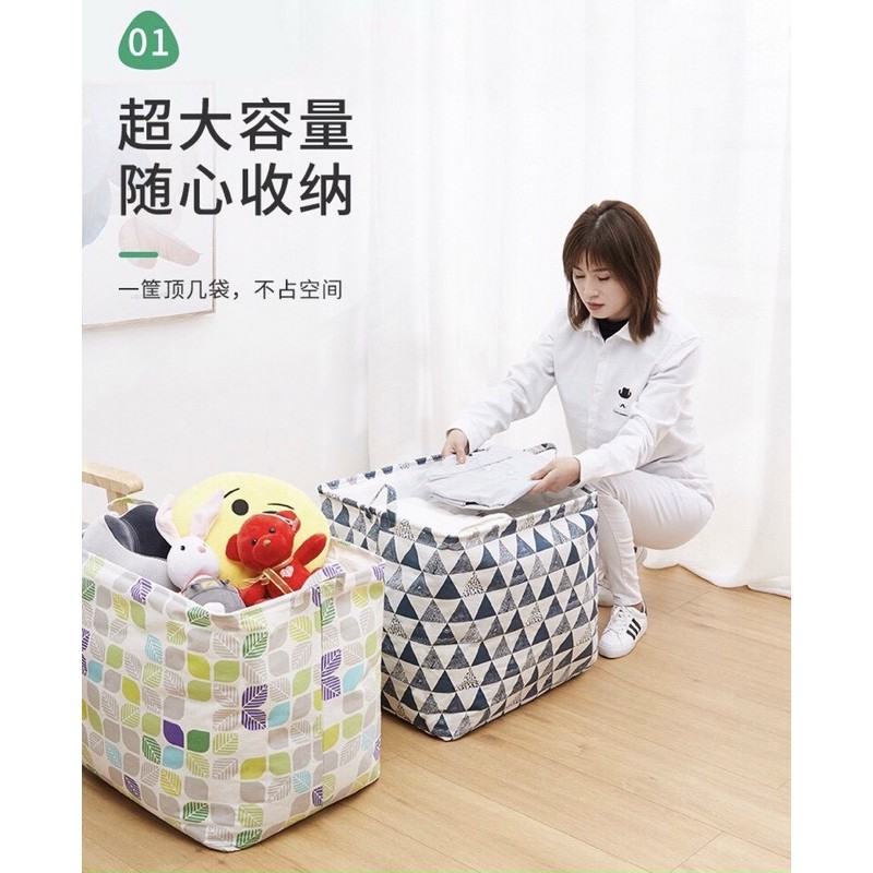 Giỏ đựng quần áo bằng vải cỡ lớn, túi đựng quần áo chăn màn có thể gấp gọn