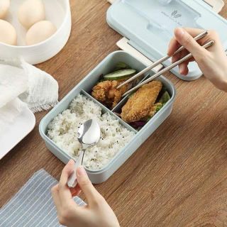 Hộp cơm lúa mạch 3 ngăn kèm đũa thìa