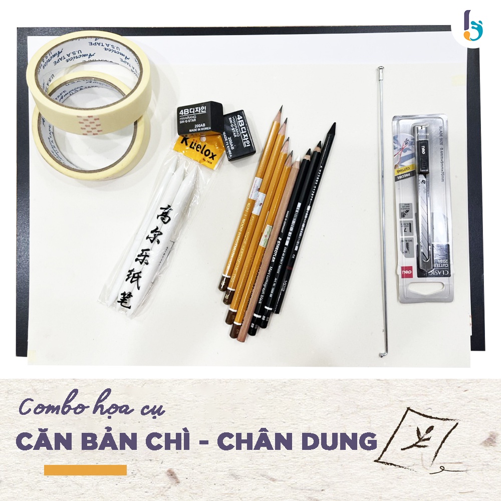 COMBO TÍCH HỢP Họa cụ CĂN BẢN CHÌ - CHÂN DUNG dành cho người học vẽ