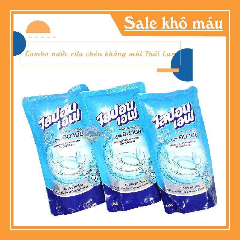 [COMBO HOT] Combo 3 túi nước rửa chén Lipon không mùi Thái Lan 550ml*3