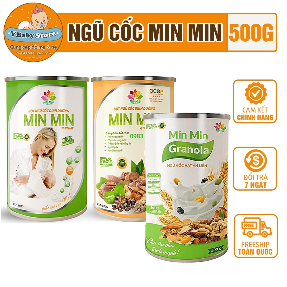 Ngũ cốc Min Min chính hãng bổ sung đầy đủ dưỡng chất cho mọi lứa tuổi (Hộp 500g)