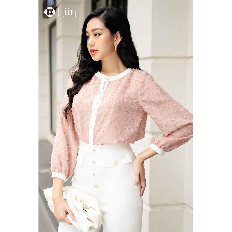 [Mã WABRM30 giảm 30K đơn 0đ] Áo sơ mi nữ dài tay Linbi màu hồng, cổ tàu vải voan mềm mại thoáng mát liin clothing SM3005 | BigBuy360 - bigbuy360.vn