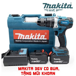 [TẶNG MŨI KHOAN] Máy Khoan Makita 36v có búa, đầu AutoLock 13 Ly , không chổi than - Bắt Vít, Siết Bulong