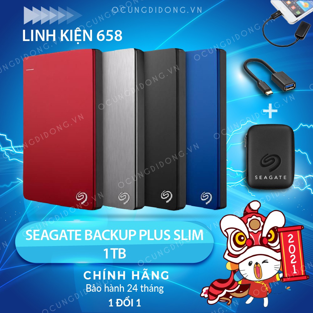ổ cứng di động Seagate Backcup plus 1tb tặng kèm bộ đôi đầu chuyển OTG MICRO USB-TYPE C-túi chống sốc | BigBuy360 - bigbuy360.vn