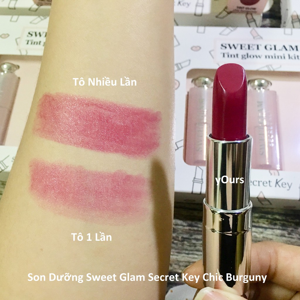 [Đại Lý Chính Thức] Son Dưỡng Có Màu Sweet Glam Tint Glow Secret Key Chic Burgundy - Son Dưỡng Sweet Glam Màu Đỏ Mận