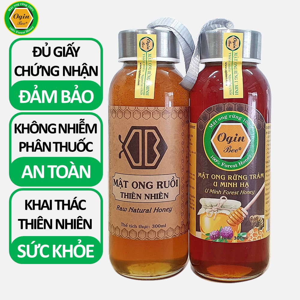 Mật ong ruồi + Mật ong rừng U Minh, Khai thác CHUẨN THIÊN NHIÊN 100%, OGINBEE