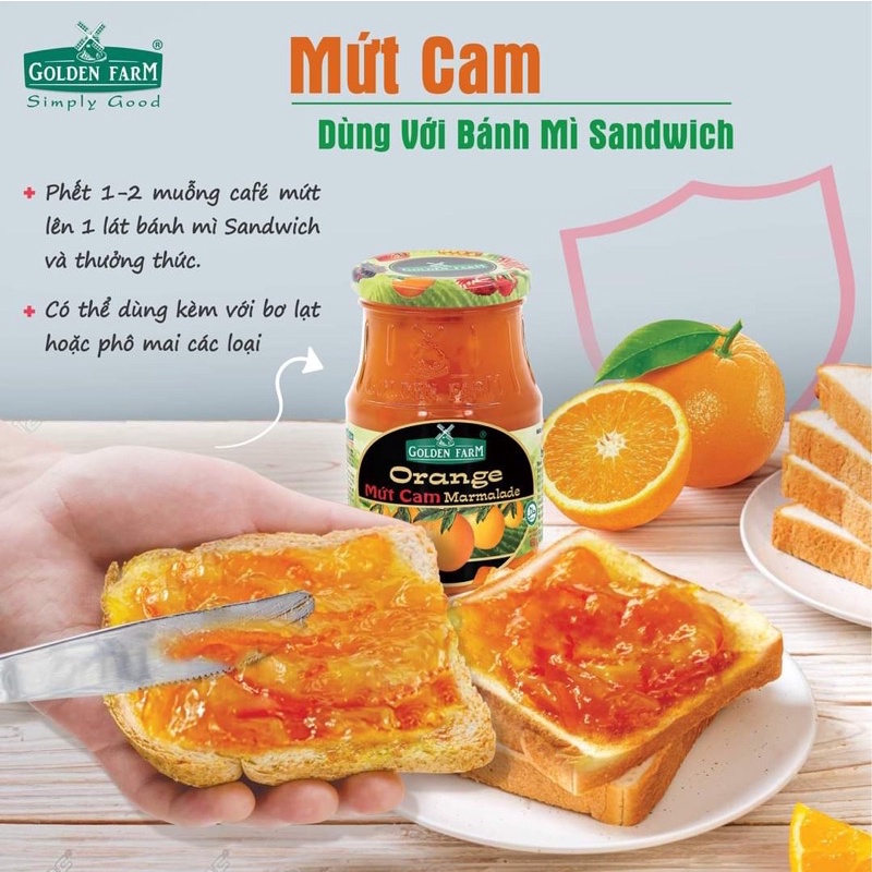 MỨT TRÁI CÂY GOLDEN FARM 210GR DÙNG ĂN KÈM SANDWICH, BÁNH MÌ, LÀM KEM, XAY SINH TỐ.