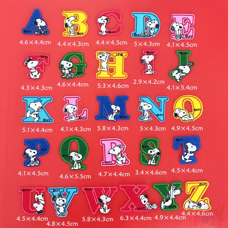 Miếng vá ủi quần áo hình chữ tiếng Anh với Snoopy hoạt hình
