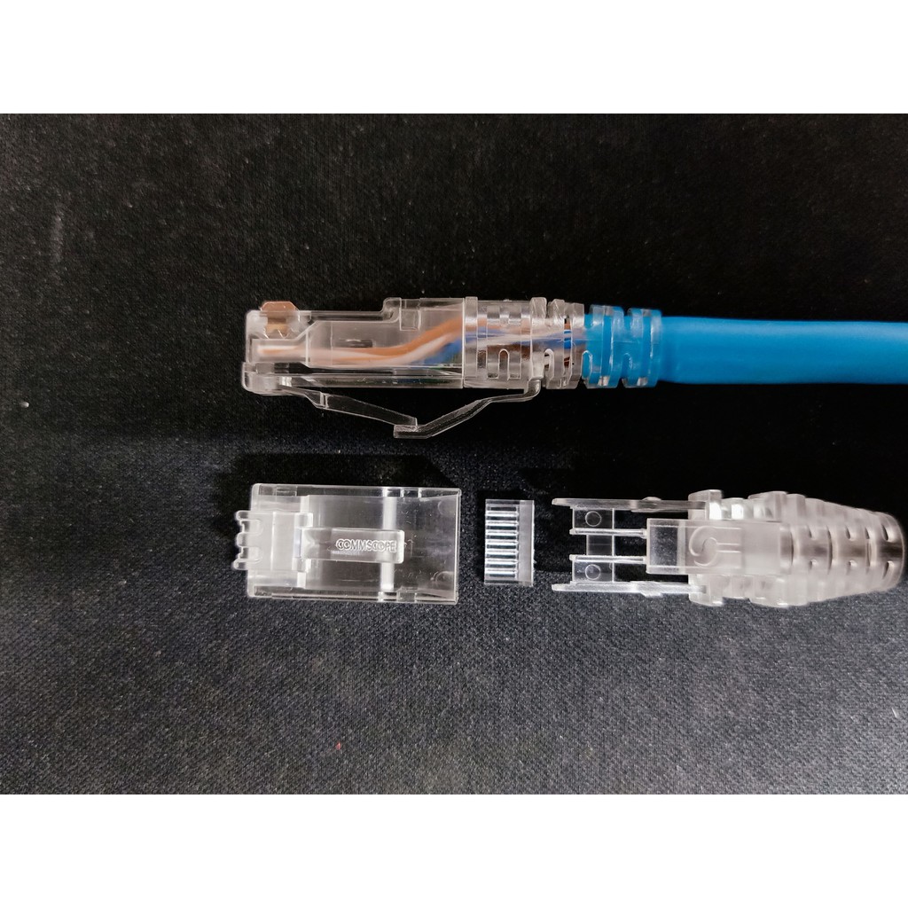 Patch cord RJ45 + đầu chụp AMP/Commscope chính hãng cho cáp Ca5e/Cat6