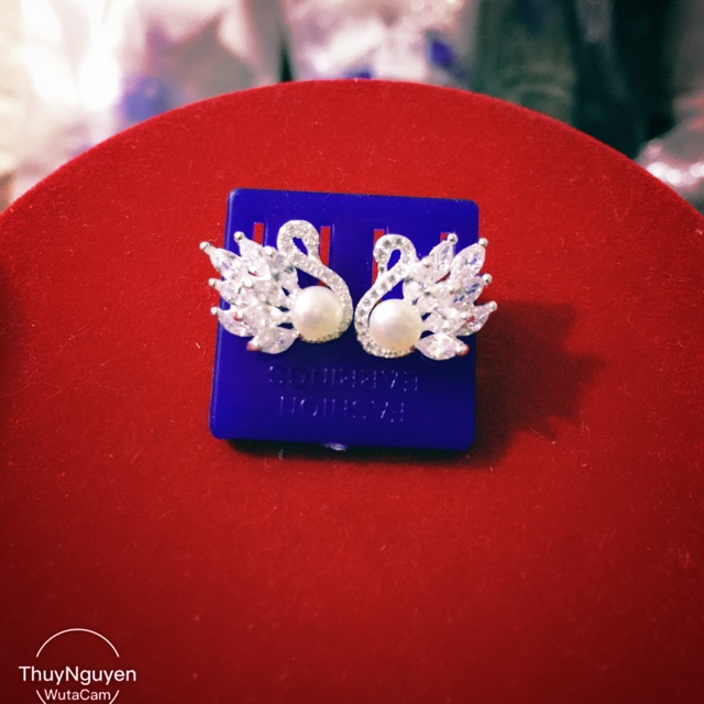 Khuyên tai thiên Nga đá nhân tạo hình hạt thóc bạc ta siêu sang 4