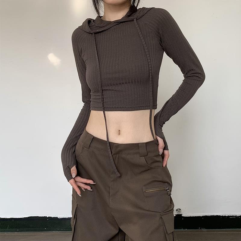 Áo Sơ Mi Tay Dài Màu Trơn Phối Dây Rút Thời Trang Cho Nữ