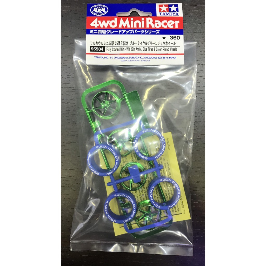 95504 Phụ Kiện Mini 4WD Tire &amp; Whl (Blu/Gr) FC 25th  - GDC