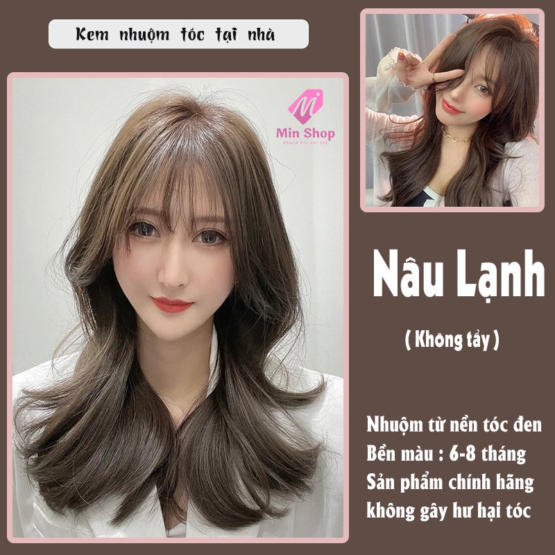 thuốc nhuộm tóc màu nâu lạnh . tặng kèm oxi trợ dưỡng và bao tay