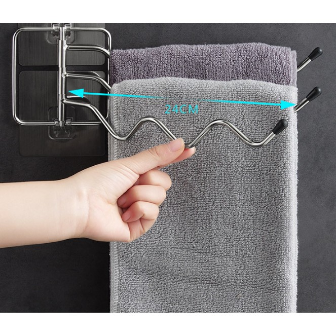 Giá treo khăn tắm inox dạng sóng xoay 180 độ