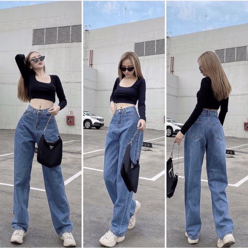 [Mã VOXU10 giảm 10k đơn 150K] Quần Jeans Nữ Ống Rộng dáng suông lưng cao Hot trend 2021 [ẢNH THẬT]
