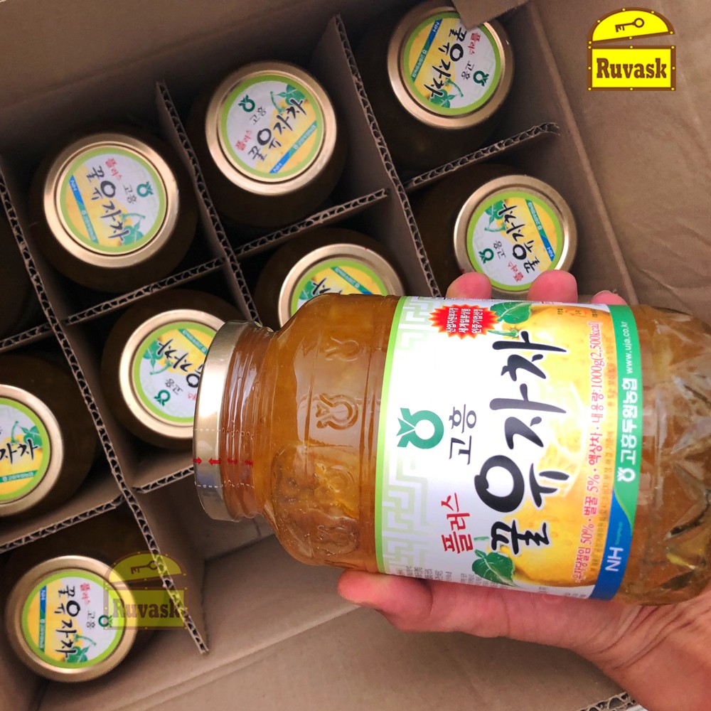 Chanh Đào Mật Ong Hàn Quốc Chính Hãng Hũ 1Kg- Citron Honey Trà Mật Ong Ngâm Chanh Nguyên Chất