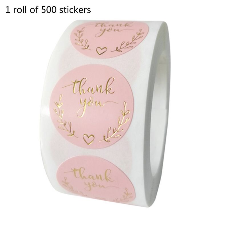 Cuộn 500 miếng dán chữ Thank you màu vàng/bạc trang trí cho cửa hàng đám cưới
