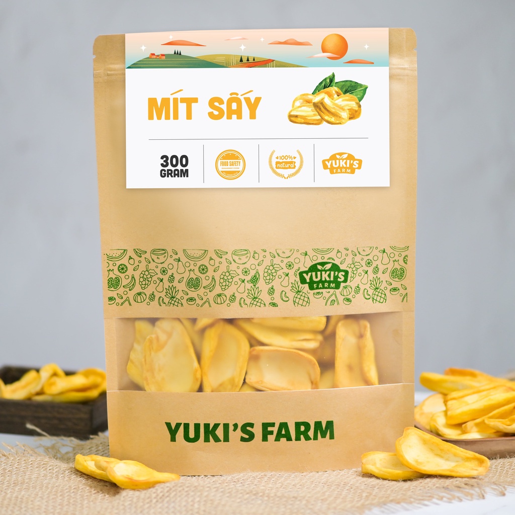 Mít Sấy Giòn Đà Lạt Nguyên Cánh YUKI FARM Túi 100gam - Hoa quả sấy Organic Sạch, Chất Lượng Cao