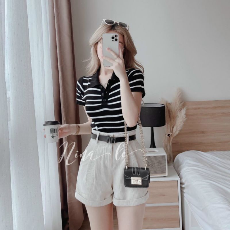 Áo montoghi kẻ pha thêu CD ong xinhh nhiều màu